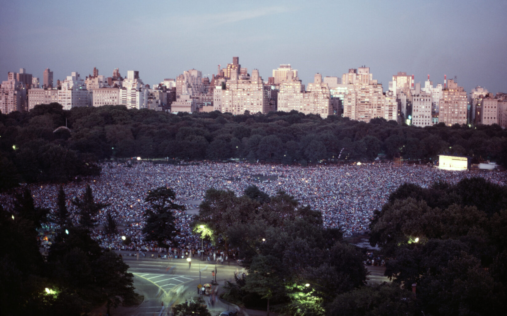 Crowds at a concert in Central Park