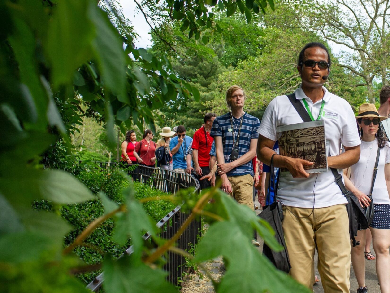 A Conservancy tour guide leads park goers on a tour through the southern end of the Park.