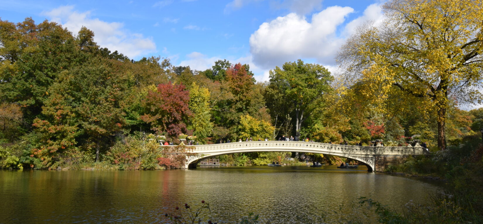 Bow Bridge seen in fall on a sunny day