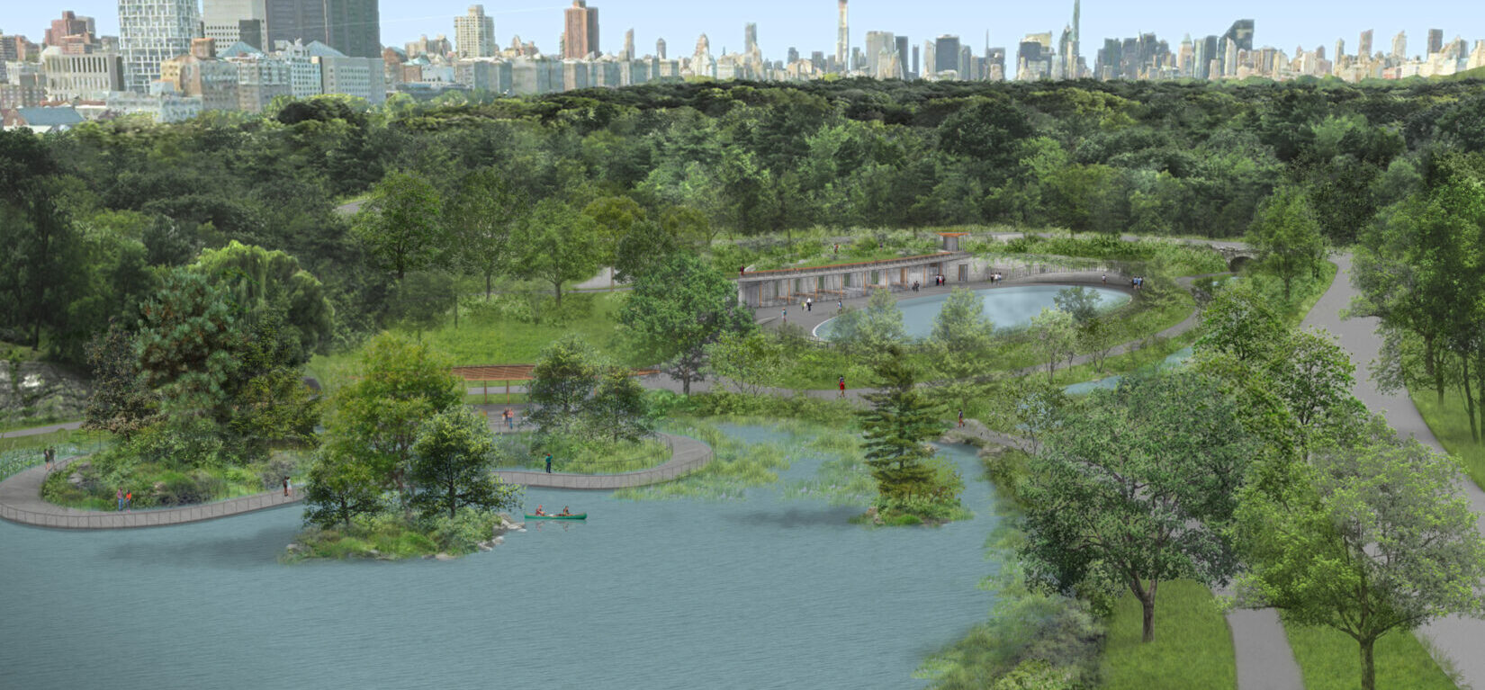 A rendering of the redesigned pool and rink, including the Meer