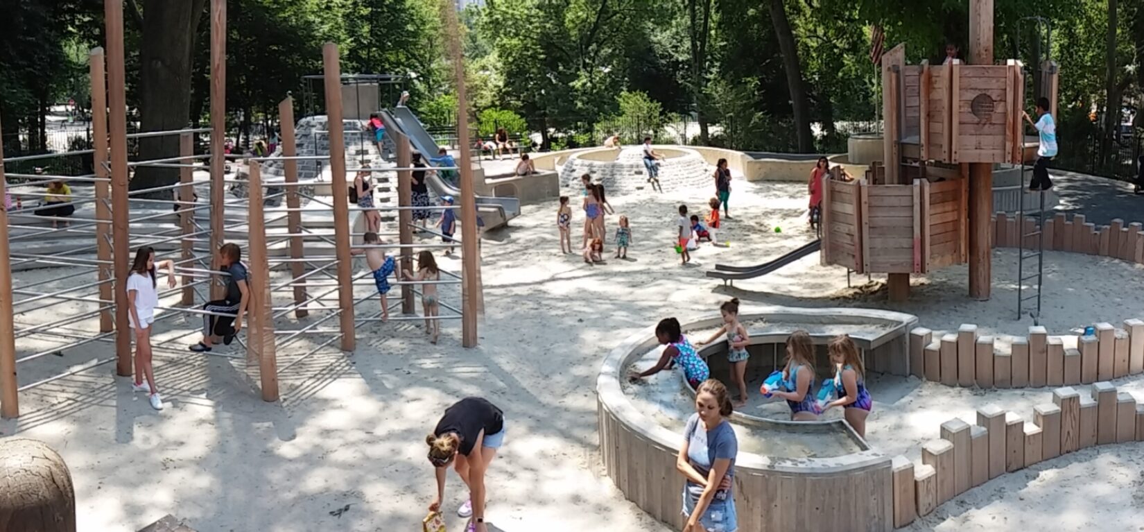 Children enjoying the different sections of the playground.