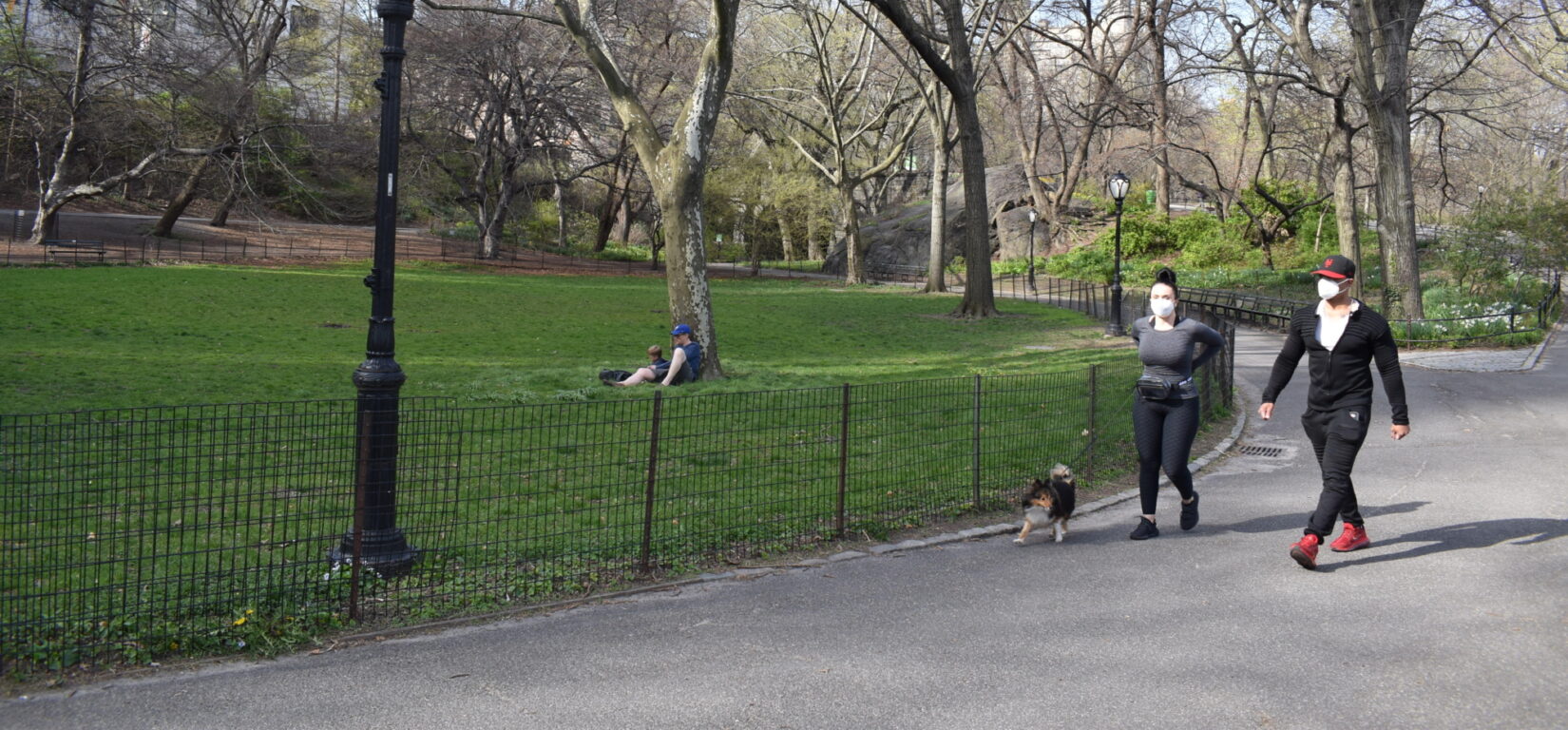 Park visitors observing proper precaution as they stroll through the Park