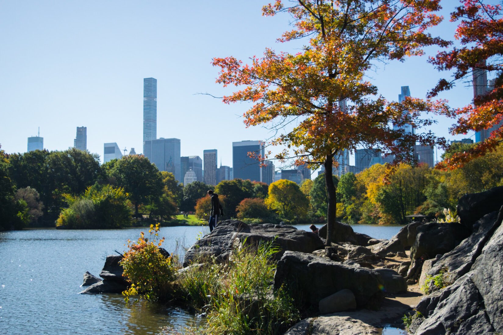 A vew across the water from Hernshead to the New York skyline