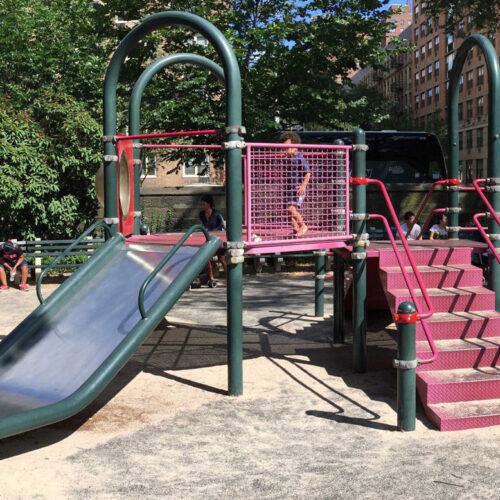 The well-used playground prior to the needed restoration