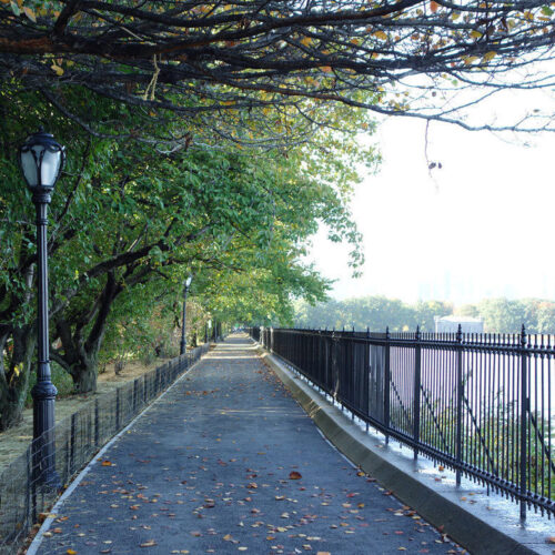 A view looking down the restored running track