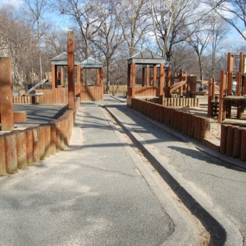 The playground looking tired before reconstruction