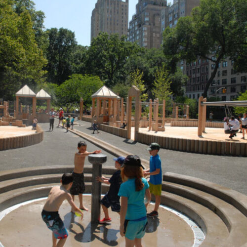 Children colling off at the new water feature