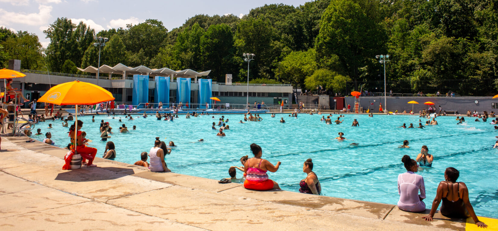 Visitors cooling off in Lasker Pool